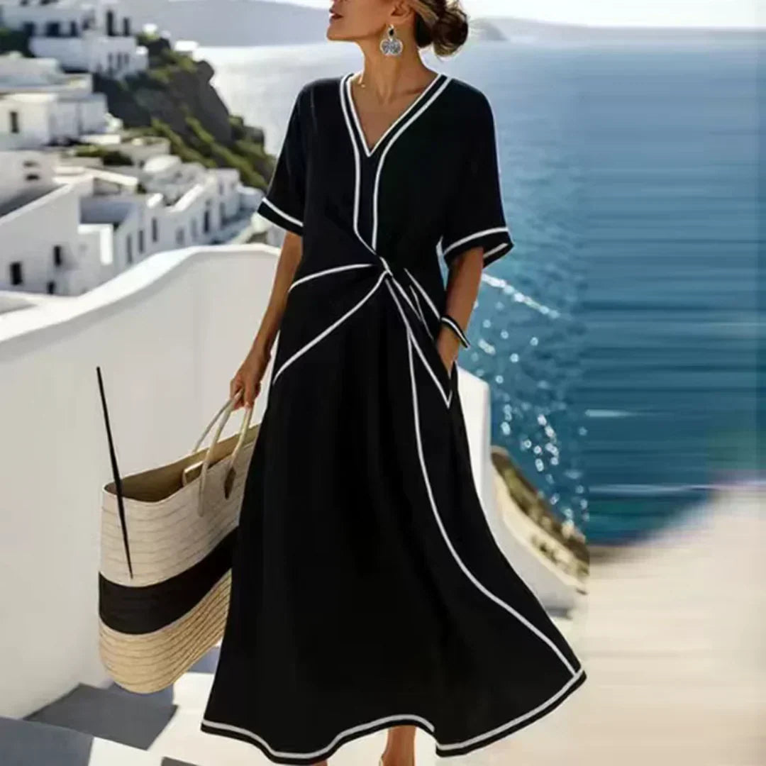 Vestito lungo con nodo frontale