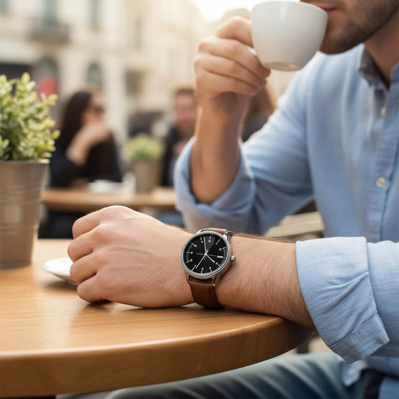 Orologio al quarzo con cinturino in pelle