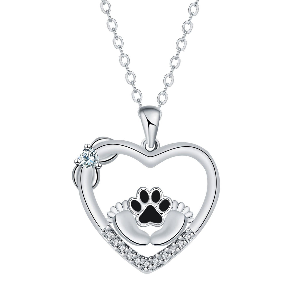 Collare con impronta di cane e zircone