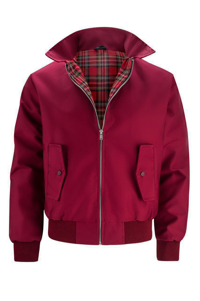Chaqueta Harrington clásica para hombre con forro de tartán