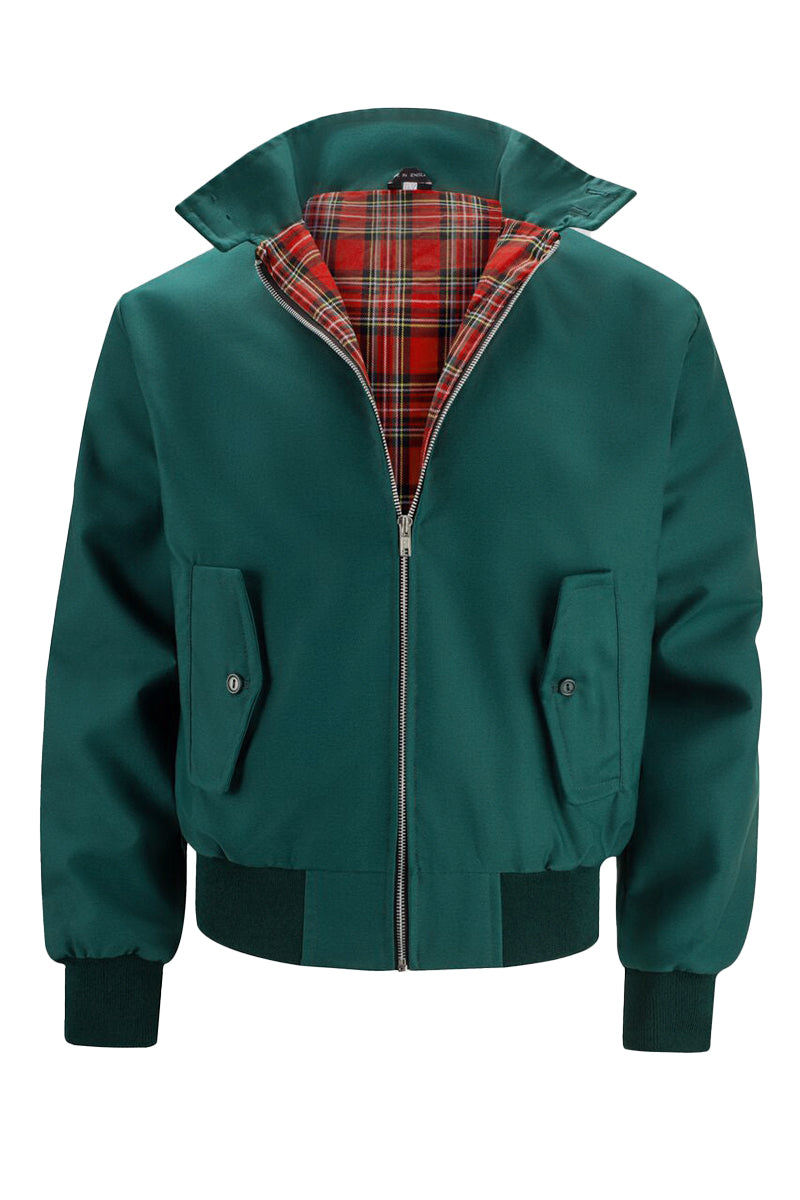 Chaqueta Harrington clásica para hombre con forro de tartán