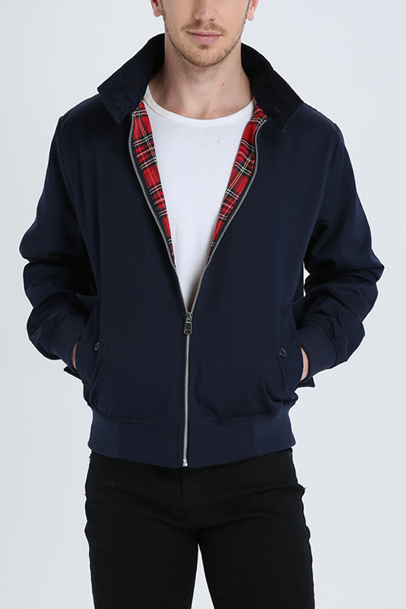 Veste Harrington classique pour homme à doublure tartan