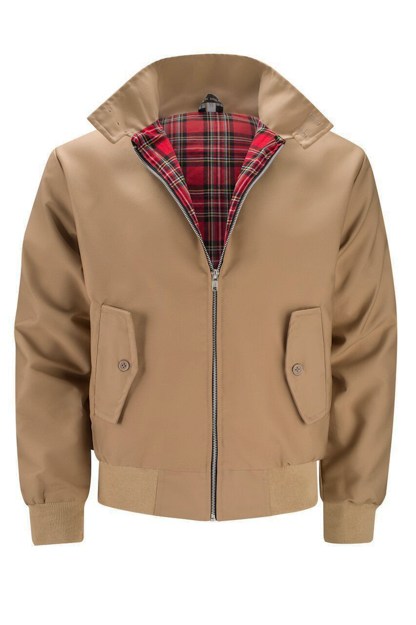 Chaqueta Harrington clásica para hombre con forro de tartán