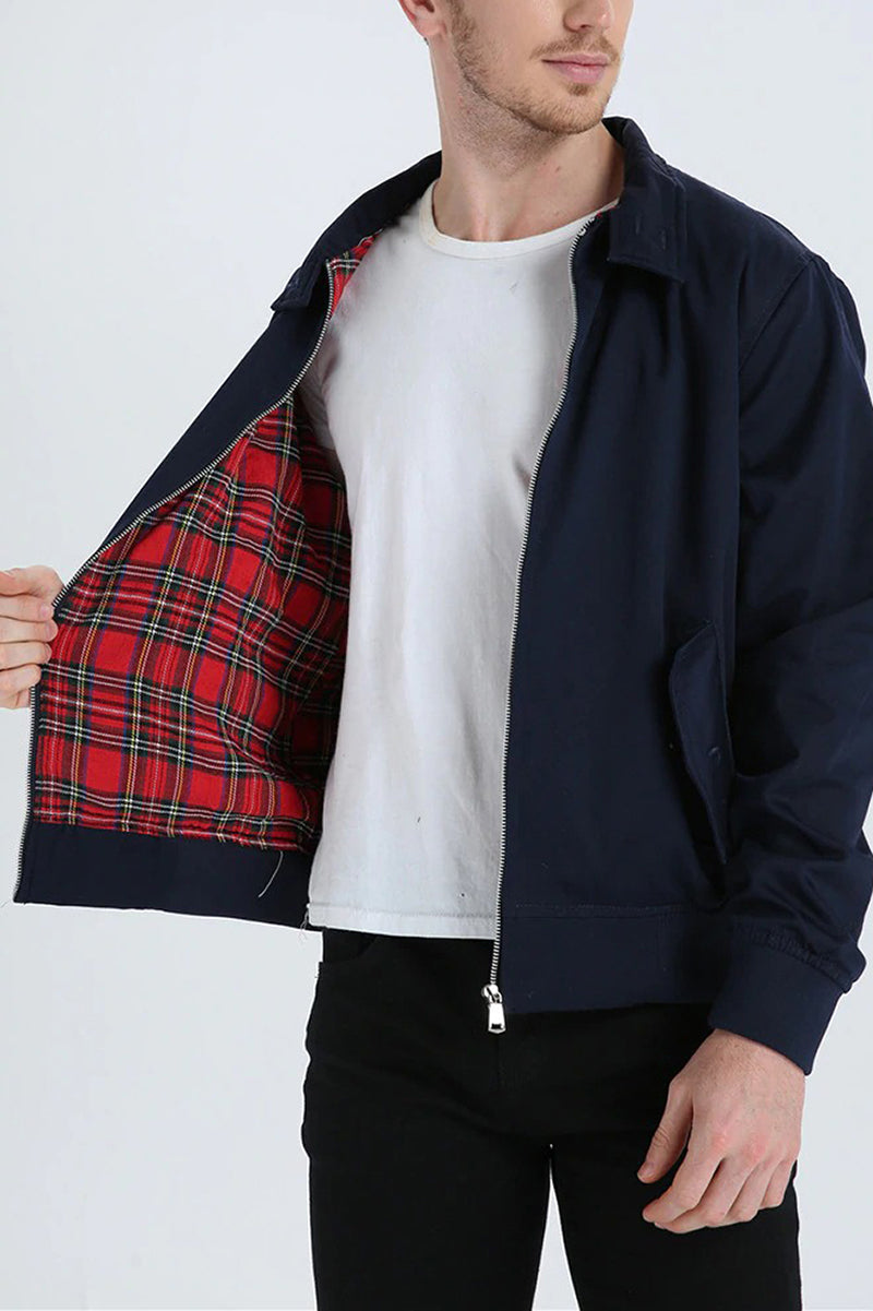 Veste Harrington classique pour homme à doublure tartan