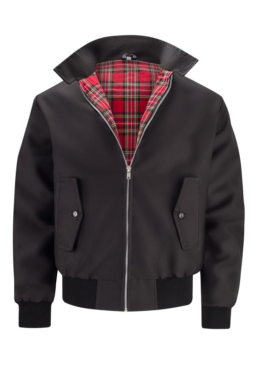 Chaqueta Harrington clásica para hombre con forro de tartán