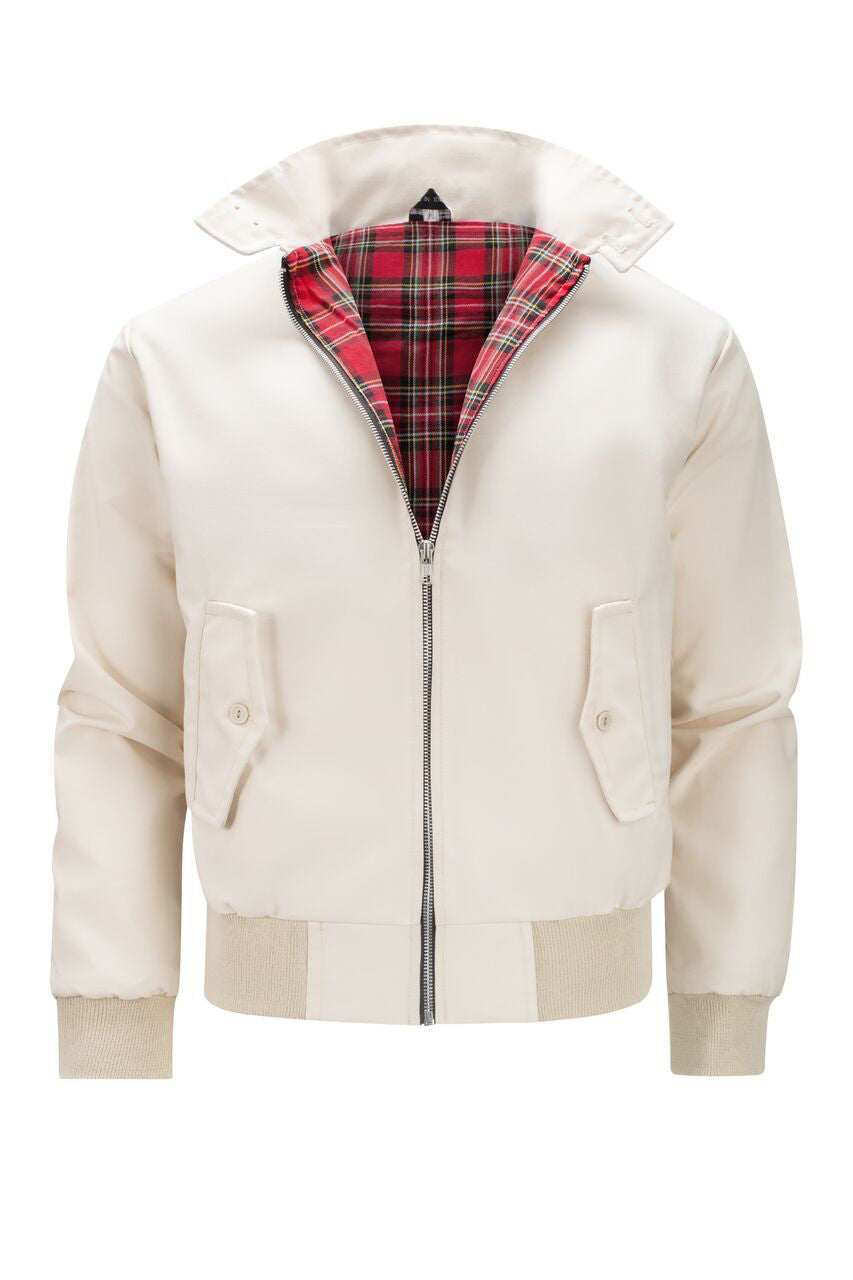 Chaqueta Harrington clásica para hombre con forro de tartán