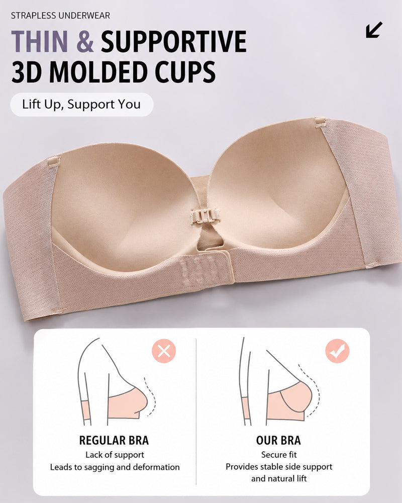 Soutiador push-up sense tirants amb doble tancament frontal