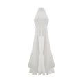 Vestido largo con cuello halter y capas