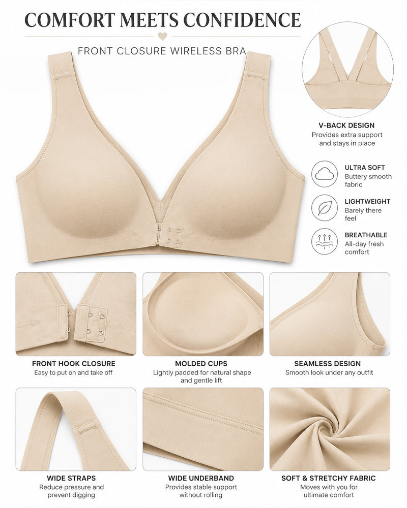 Confezione da 2 reggiseni push-up senza a coste con chiusura frontale, scollo a V profondo e cuciture invisibili