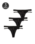 Lot de strings sexy en dentelle et tulle à boucle métallique