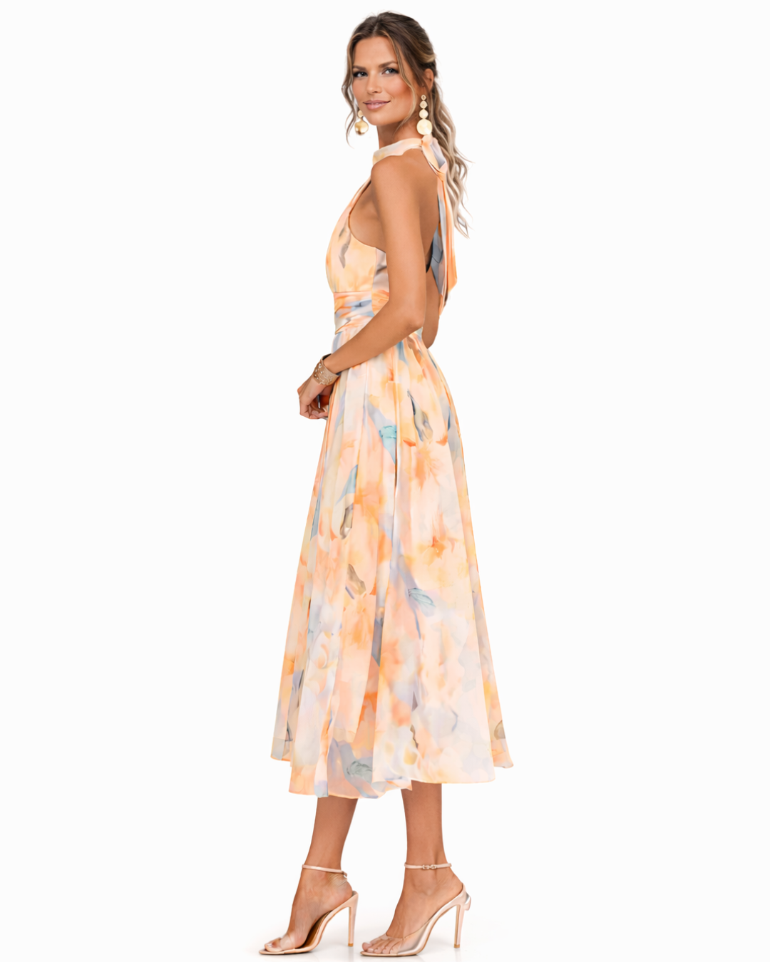 Robe dos nu à imprimé aquarelle