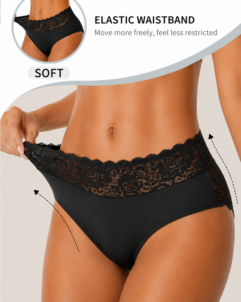 Lote de 5 bragas sexis de encaje floral, elásticas y transpirables