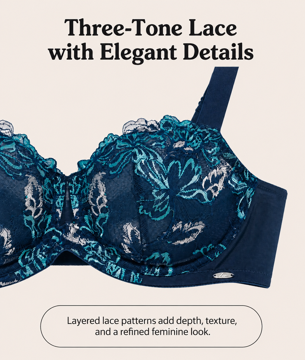 Sujetador push-up sin forro de encaje floral talla grande