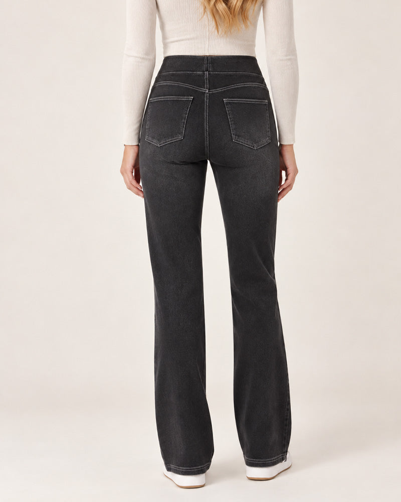 Jeans bootcut sbiaditi a vita alta