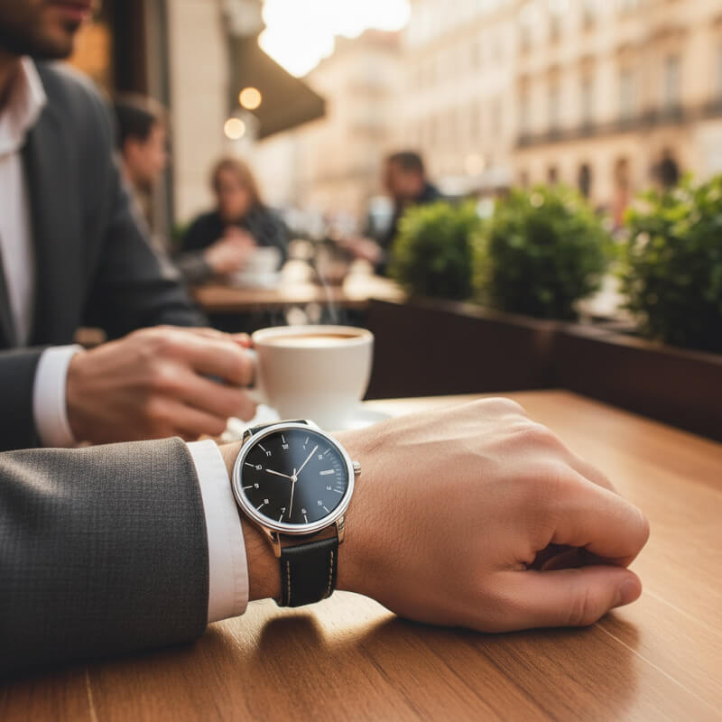 Orologio al quarzo con cinturino in pelle