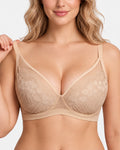 Reggiseno contenitivo da donna con pizzo floreale e scollo a V profondo