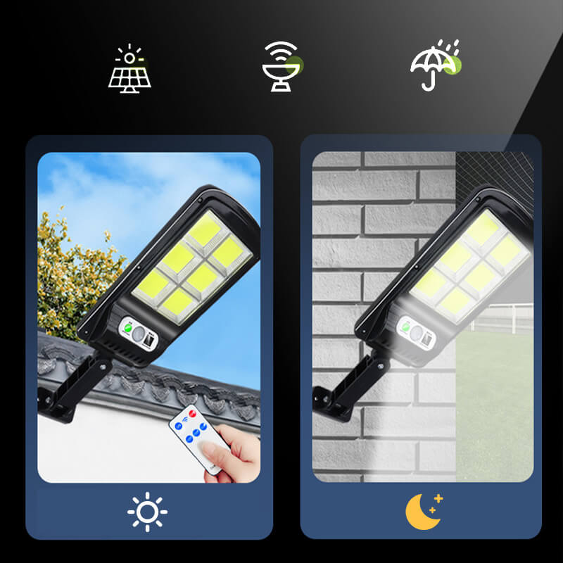 Projecteur solaire LED d'extérieur avec détecteur PIR et télécommande
