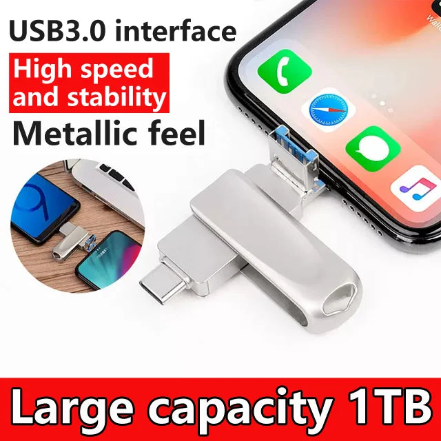 Clau USB multifuncional 4 en 1 d'alta capacitat per a l'ampliació de la memòria del mòbil