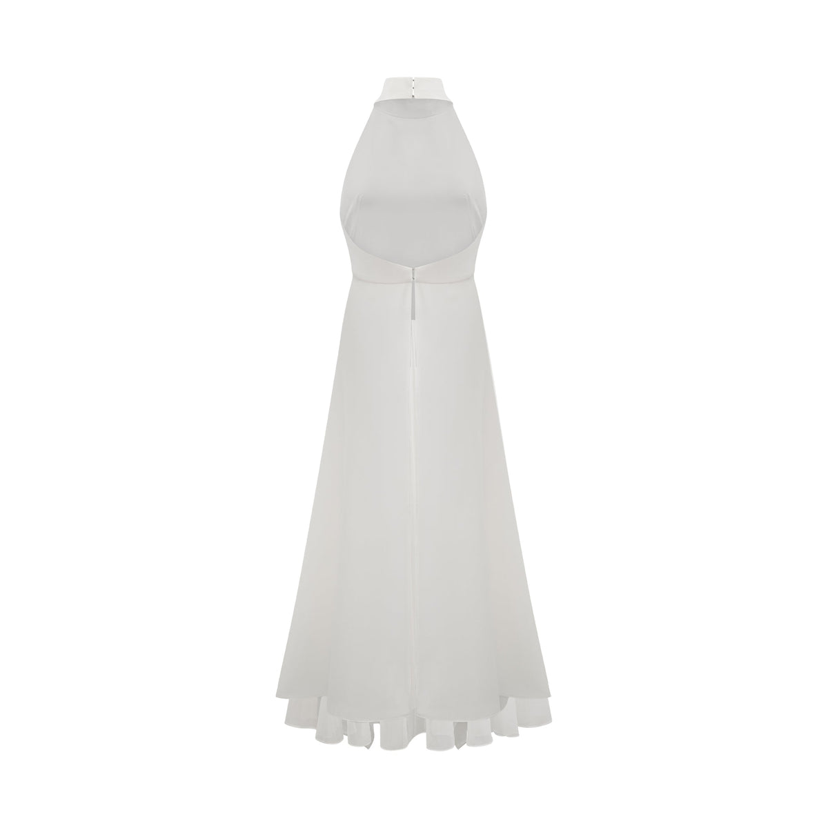 Vestido largo con cuello halter y capas