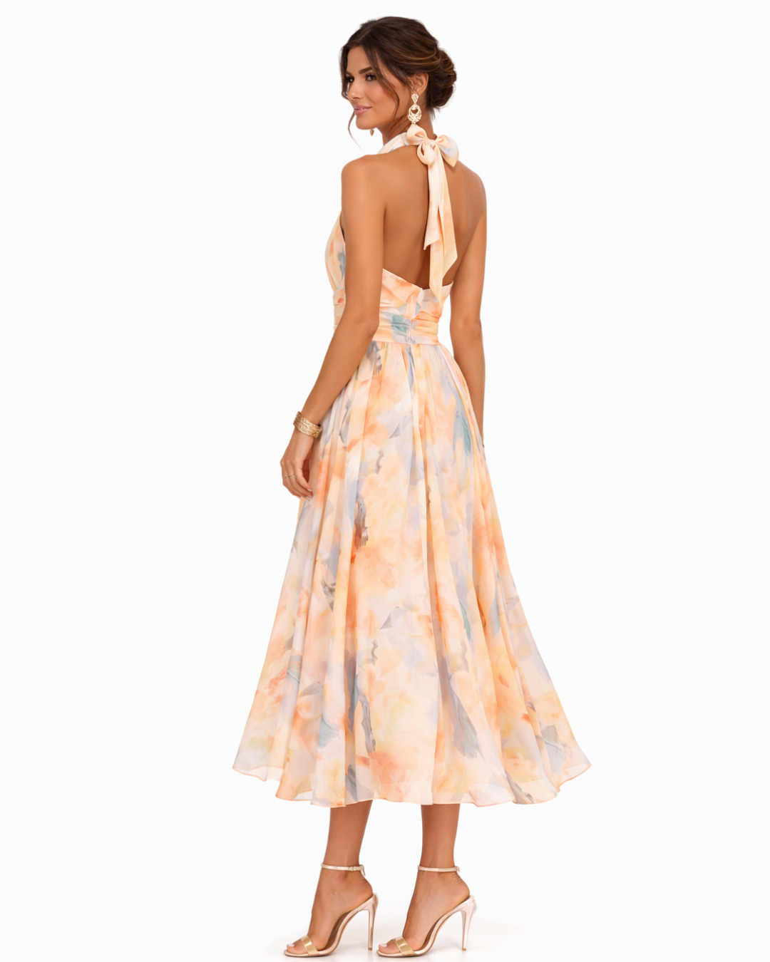 Robe dos nu à imprimé aquarelle