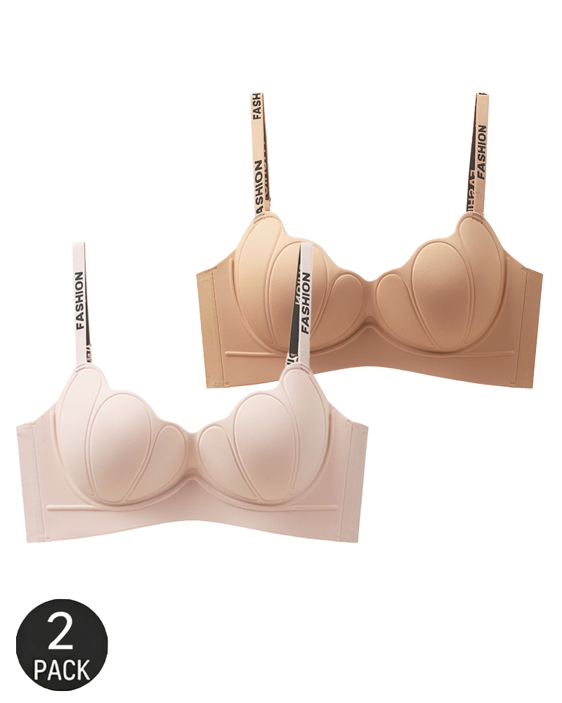 Lote de 2 bralettes ligeros, sin costuras y con efecto push-up