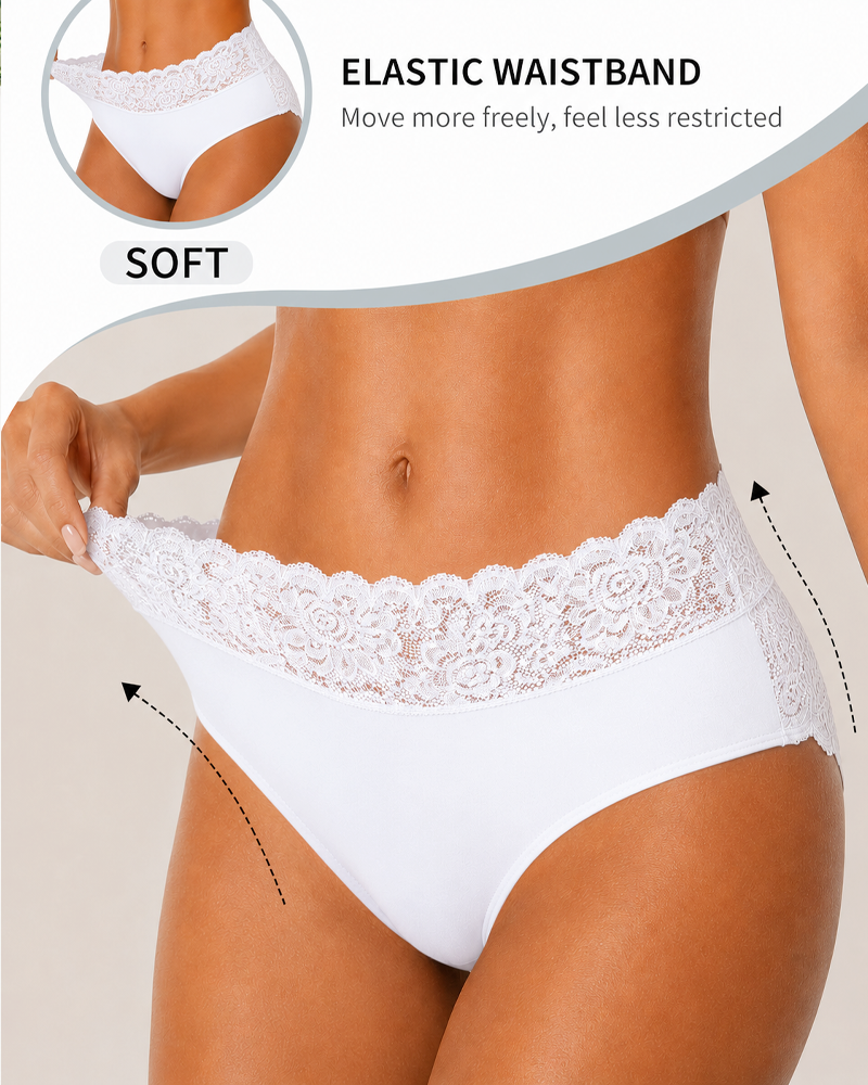 Lote de 5 bragas sexis de encaje floral, elásticas y transpirables