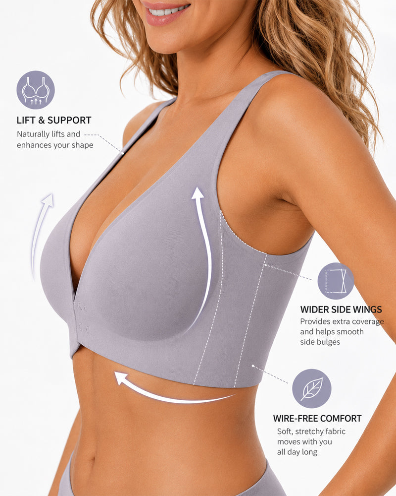 Confezione da 2 reggiseni push-up senza a coste con chiusura frontale, scollo a V profondo e cuciture invisibili