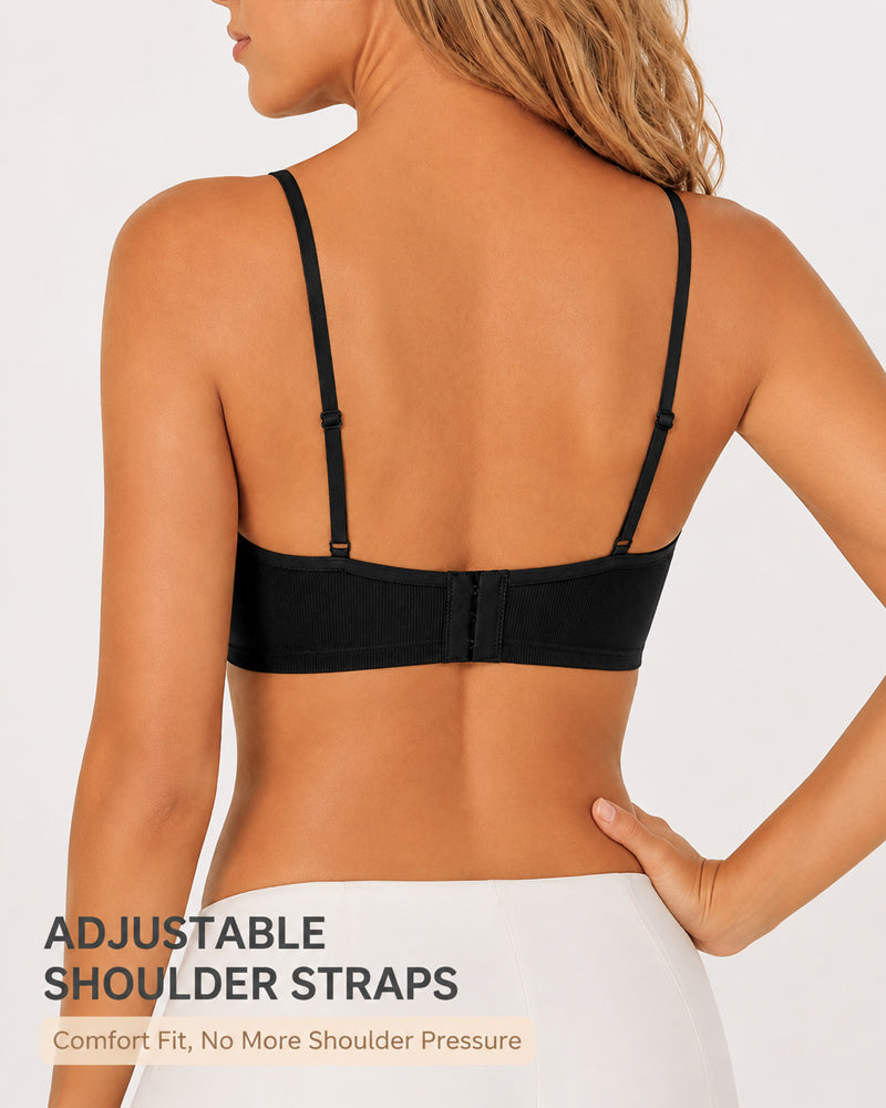 Confezione da 2 reggiseni push-up senza ferretto con scollo profondo e finiture in pizzo senza cuciture