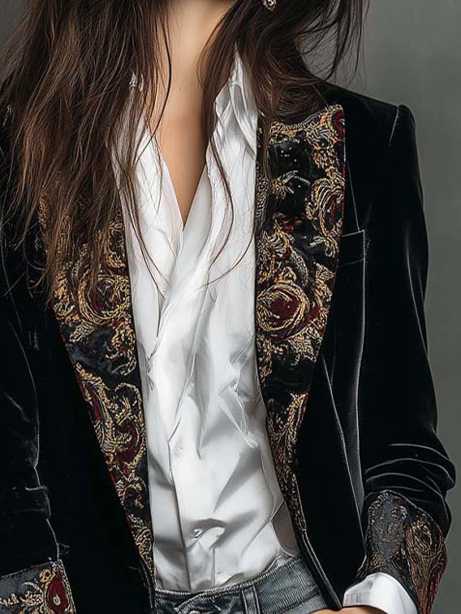 Blazer entallat amb estampat barroc negre