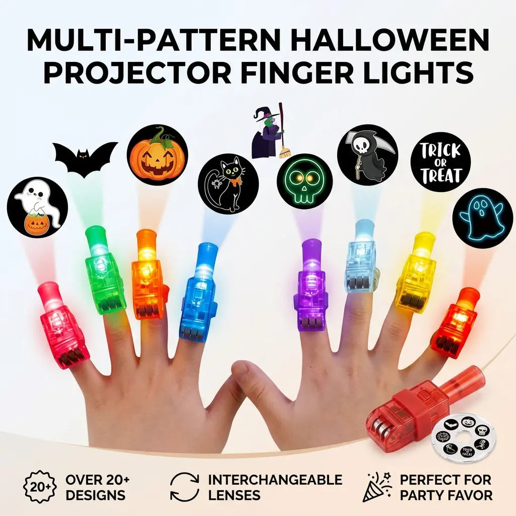 12 anelli proiettori per dito a tema Halloween, giocattoli luminosi per dito a LED🔦🎃