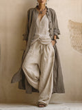 Ensemble trois pièces avec cardigan long bohème