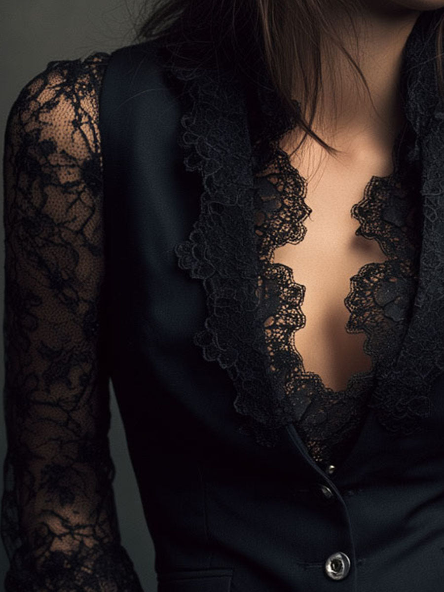 Blazer negre amb mànigues semitransparents