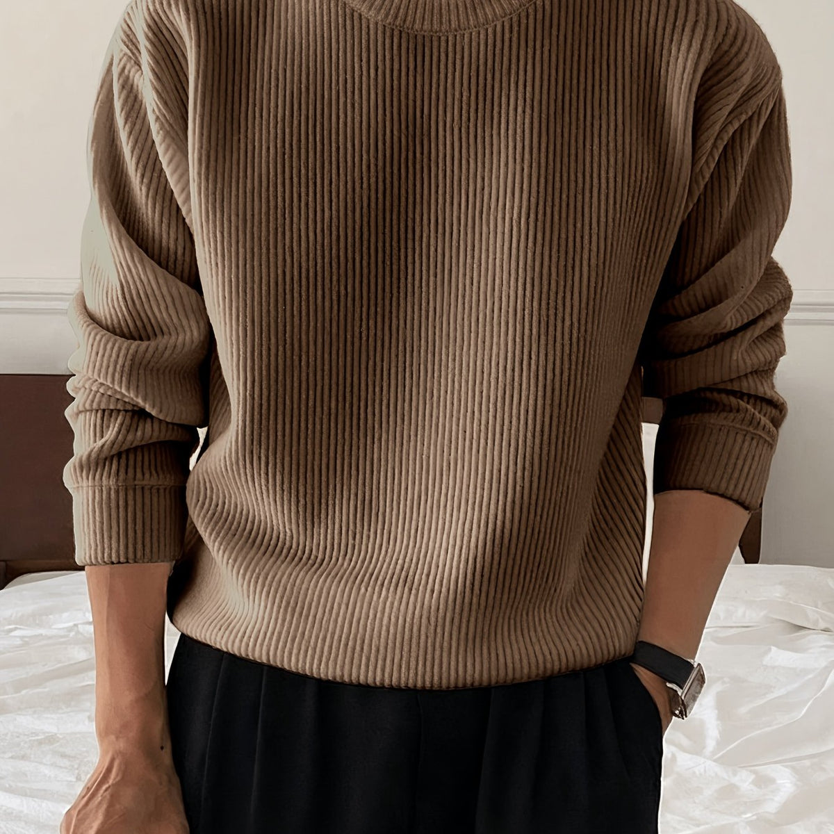 Pull côtelé oversize homme