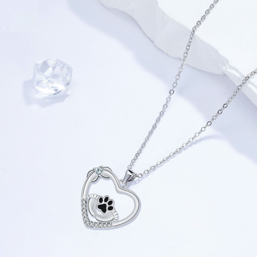 Collare con impronta di cane e zircone
