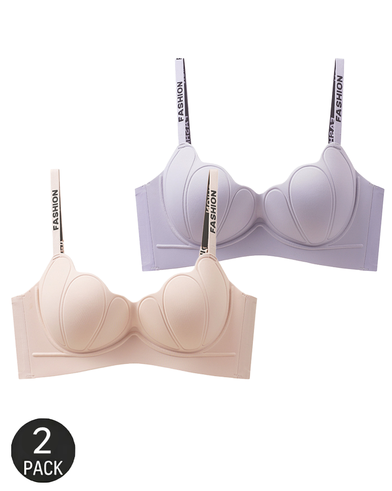 Lote de 2 bralettes ligeros, sin costuras y con efecto push-up
