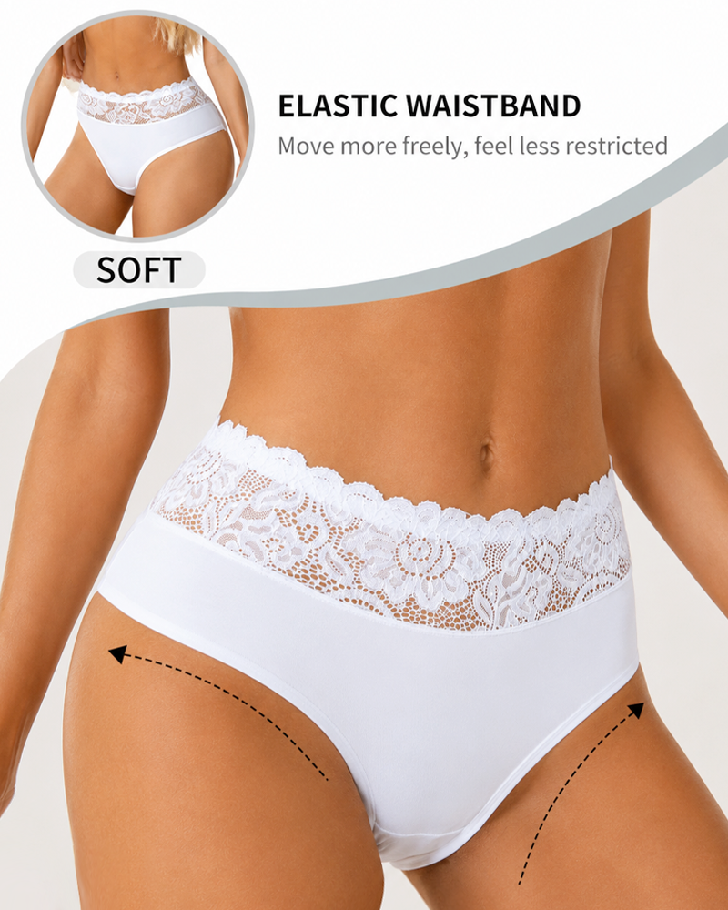 Lote de 5 bragas sexis de encaje floral, elásticas y transpirables