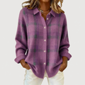Chaqueta de punto de cuadros morada