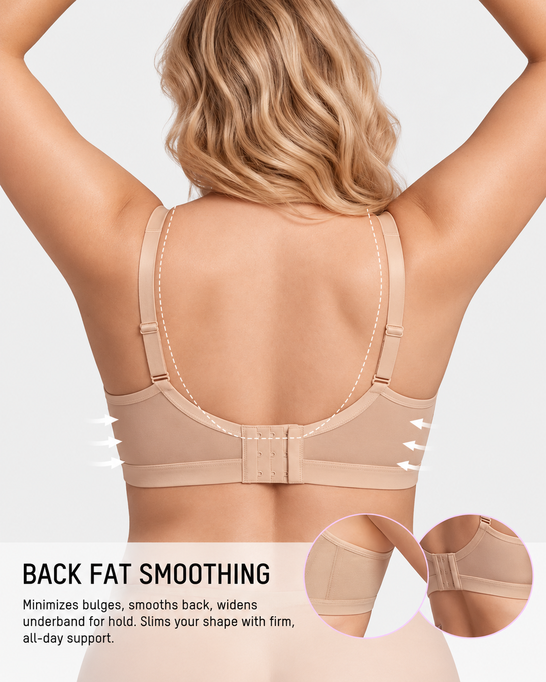 Reggiseno contenitivo da donna con pizzo floreale e scollo a V profondo