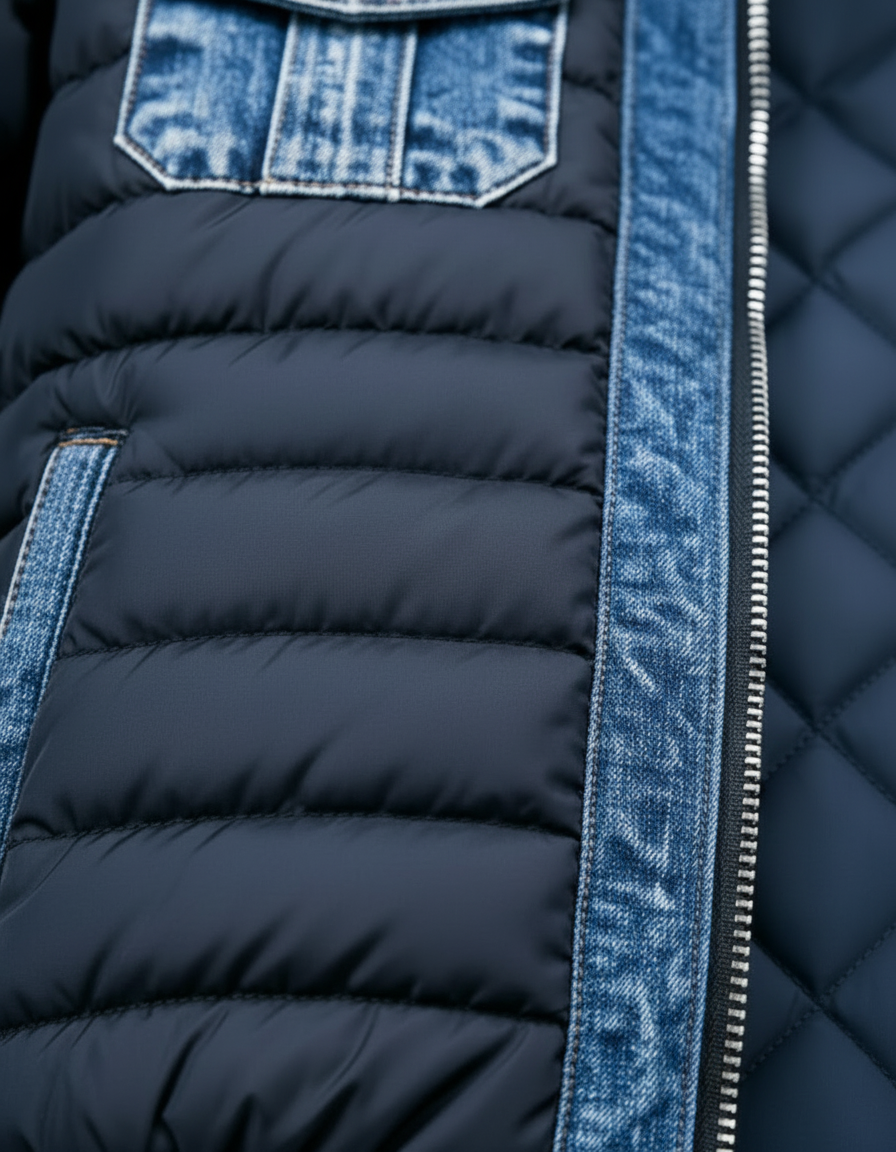 Hybridjakke med jeans-effekt