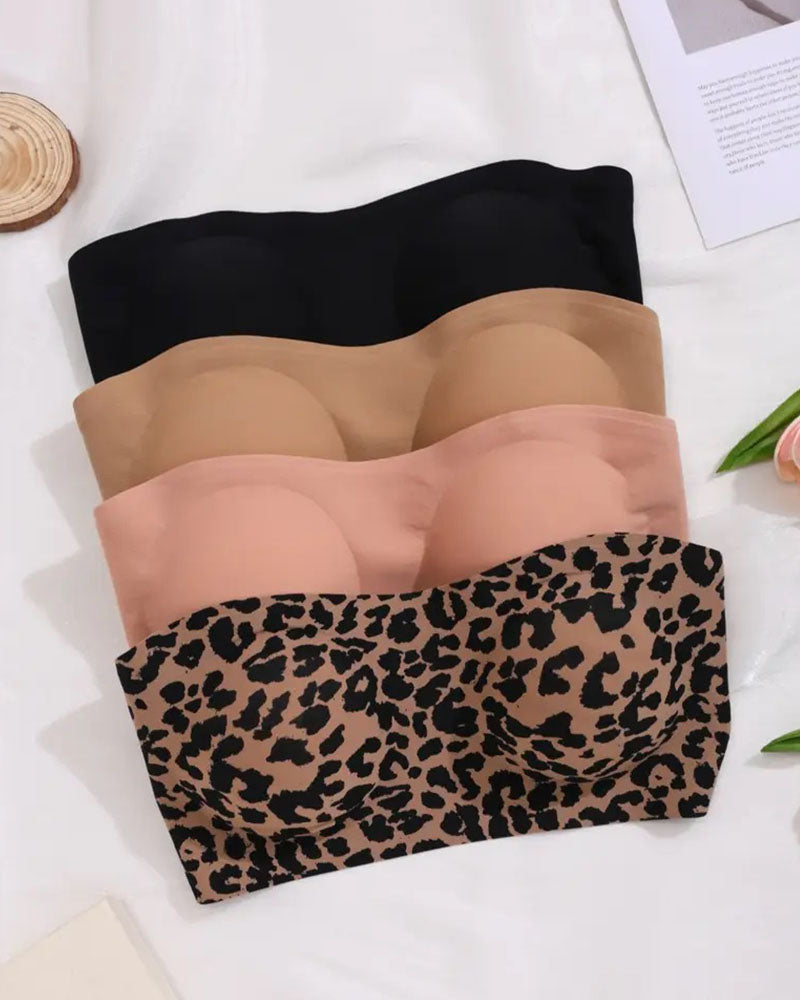 Reggiseno senza spalline con incrocio laterale ad anelli