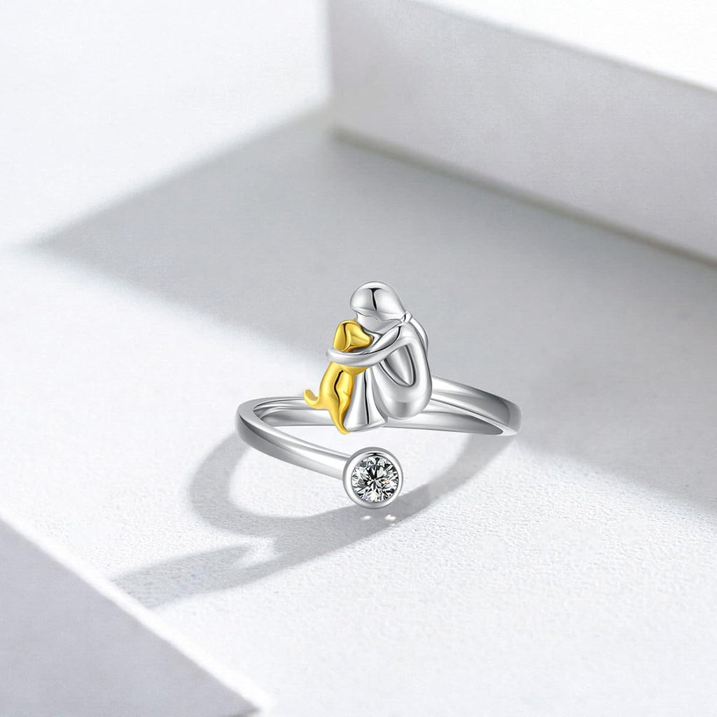 Anell de circonita en plata de llei, ajustable