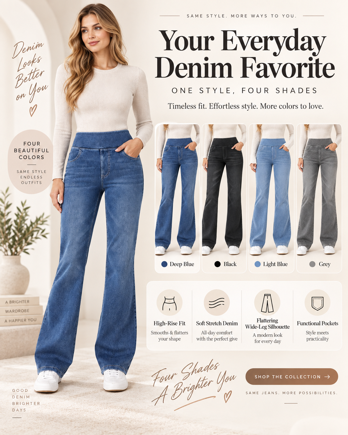 Jeans bootcut sbiaditi a vita alta