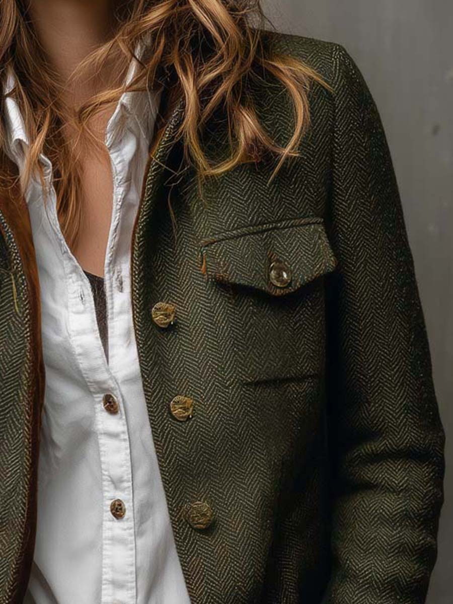 Blazer vintage de espiga amb ribetes en contrast