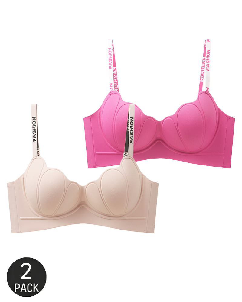 Lote de 2 bralettes ligeros, sin costuras y con efecto push-up