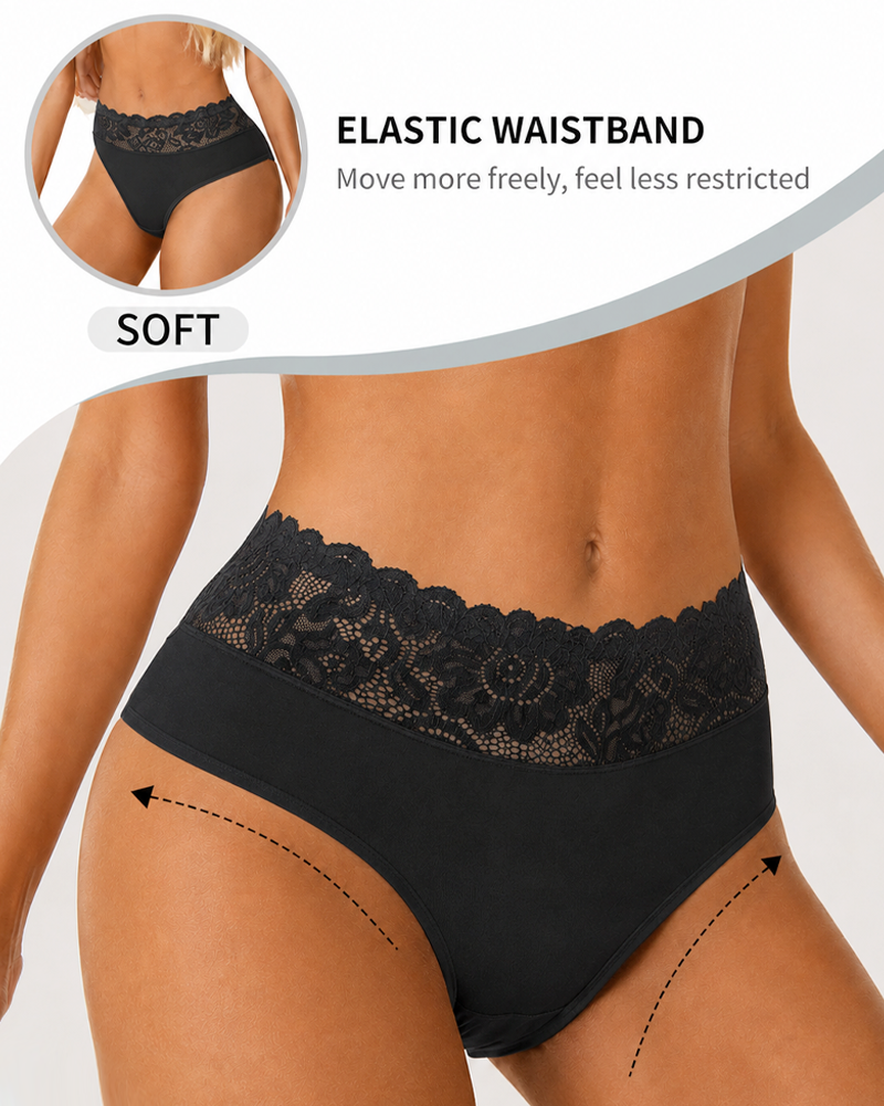 Lote de 5 bragas sexis de encaje floral, elásticas y transpirables