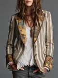 Blazer bohemi de ratlles amb coll estampat