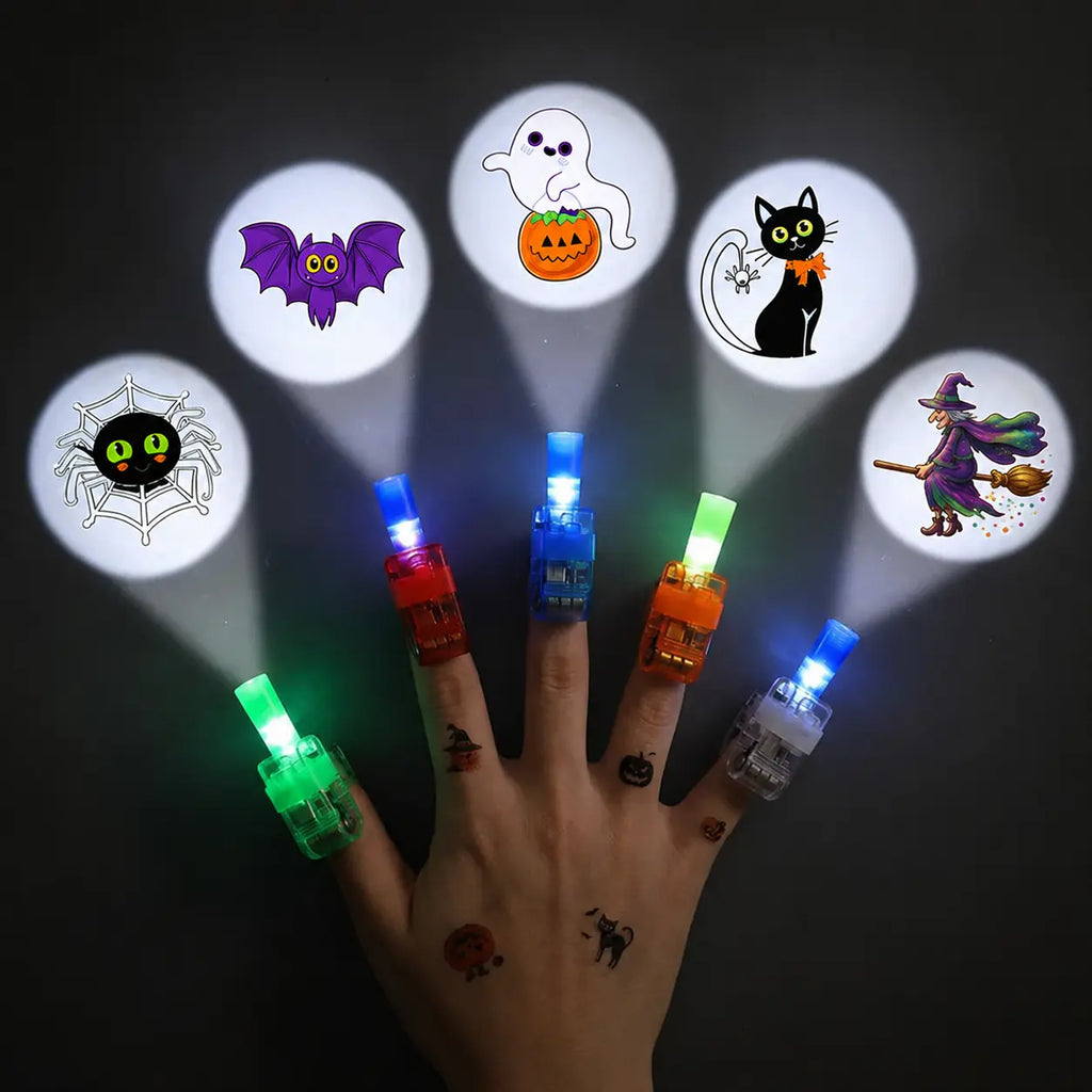 12 anelli proiettori per dito a tema Halloween, giocattoli luminosi per dito a LED🔦🎃