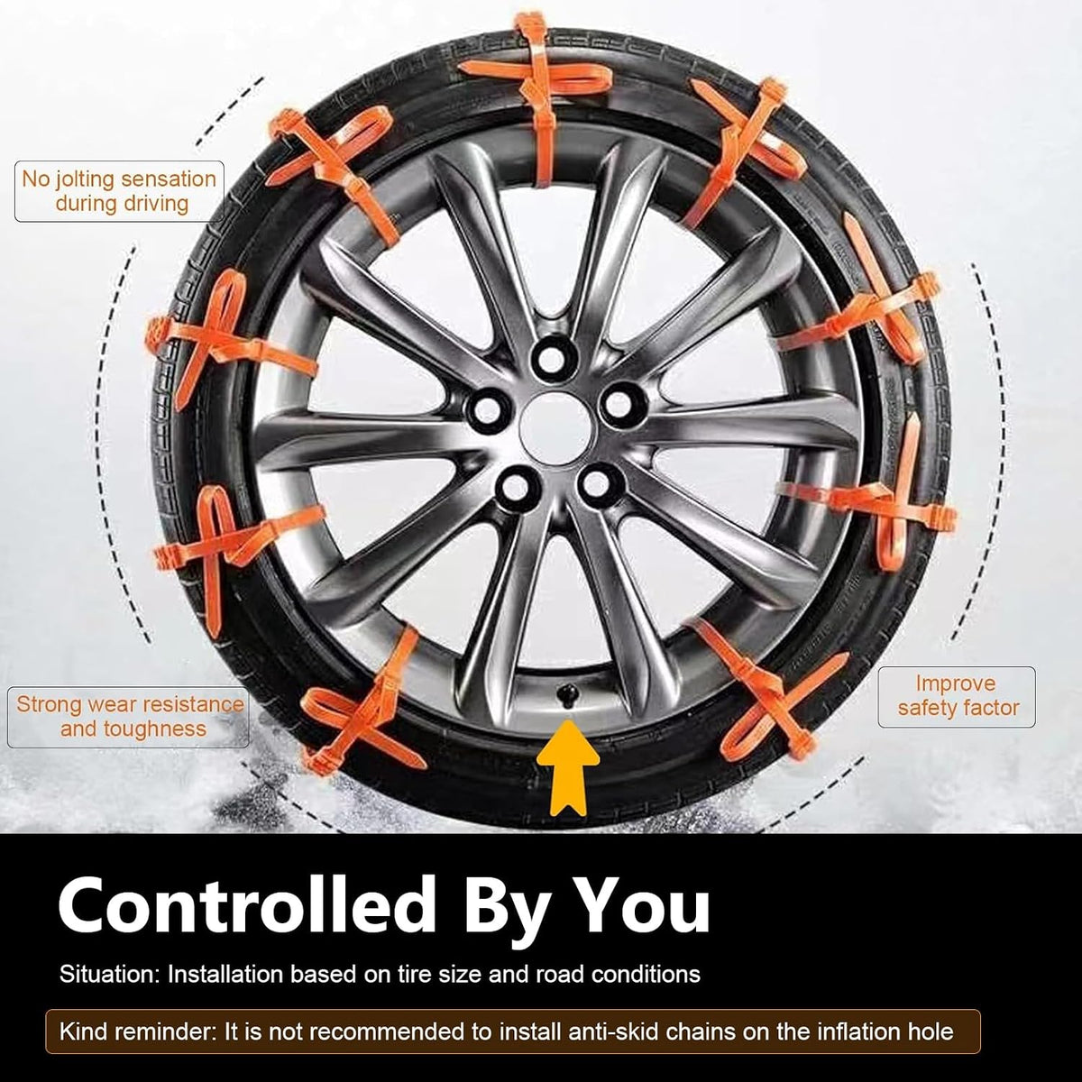 10 paquets de cades de neu universals antideslliscament per a cotxes i motos, accessori d'adherència d'emergència per a pneumàtics🚗