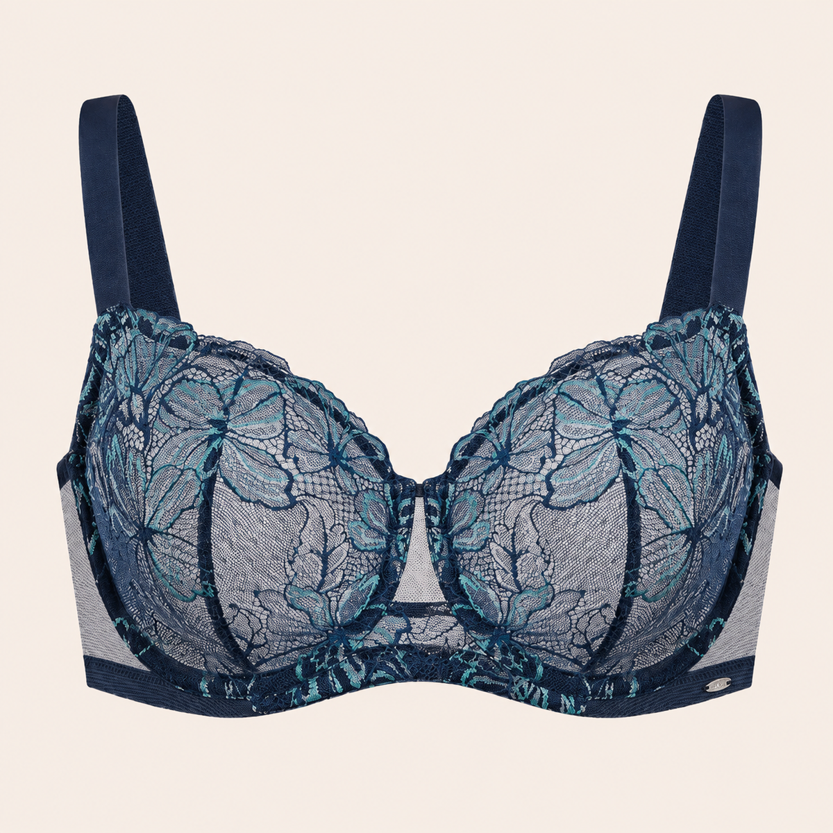 Sujetador push-up sin forro de encaje floral talla grande