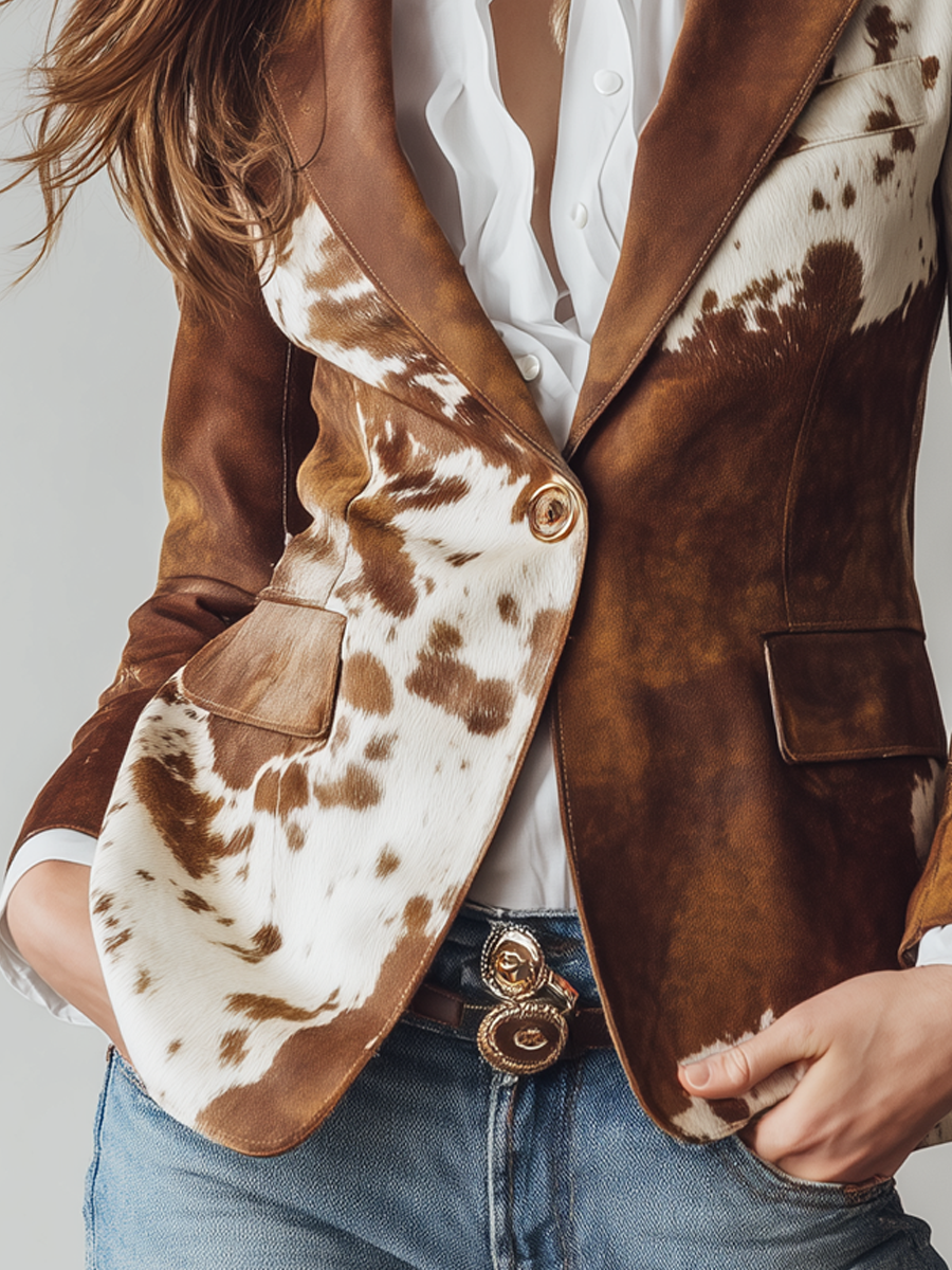 Blazer vintage con stampa muccata